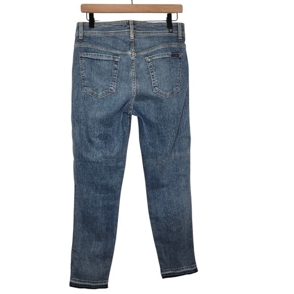 7 For All Mankind Womens High Rise Seam Front Slit Ankle Denim Jeans Size 30 - Picture 2 of 10